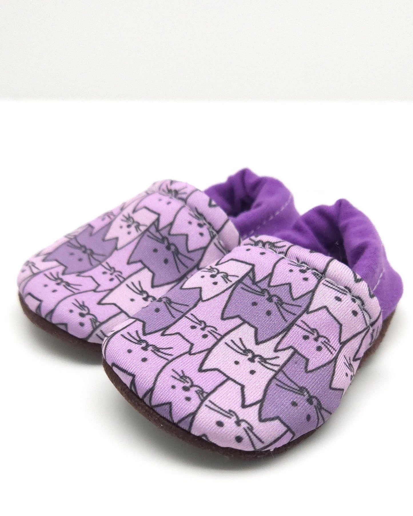 0-3 Flannel Purple Macie Cats Everyday Shoes - Ready To Ship