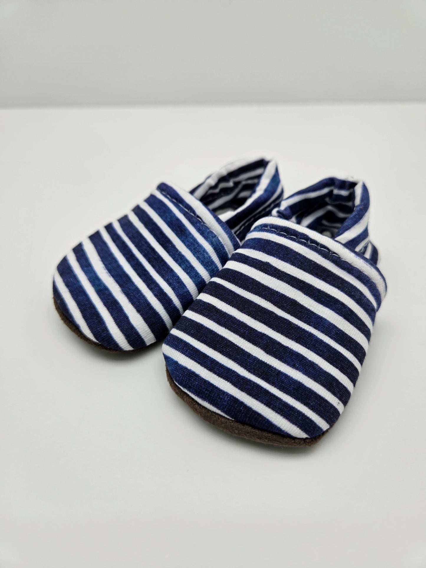 0-3 Flannel Navy Stripes Everyday Shoes - Ready To Ship