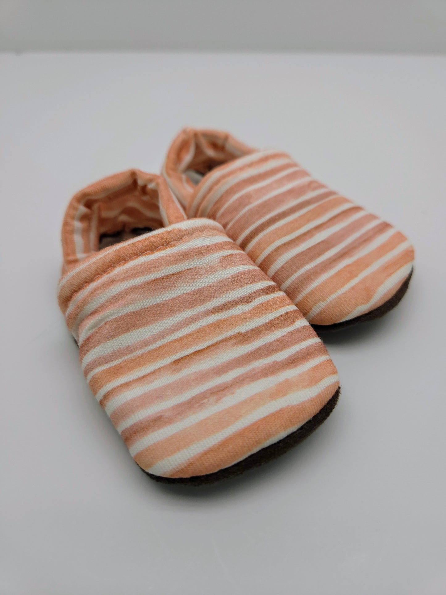 0-3 Flannel Pink Stripes Everyday Shoes - Ready To Ship