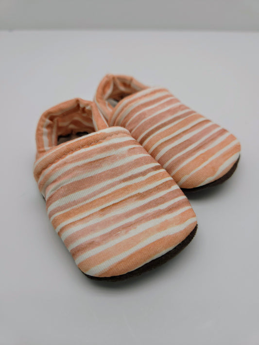 0-3 Flannel Pink Stripes Everyday Shoes - Ready To Ship