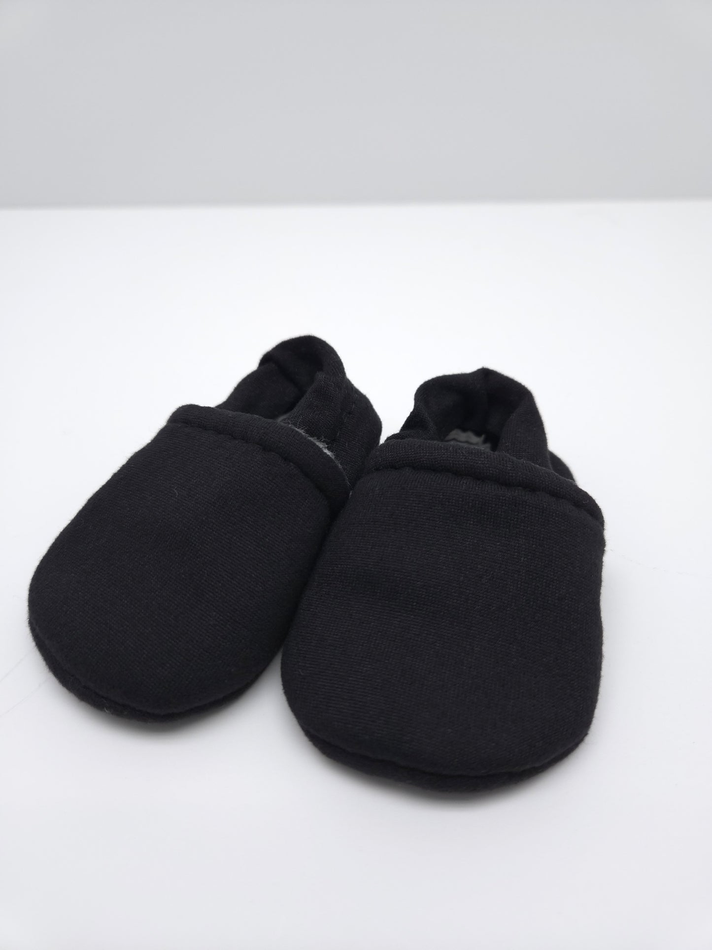 Newborn Flannel Black Solid Everyday Shoes - Ready To Ship